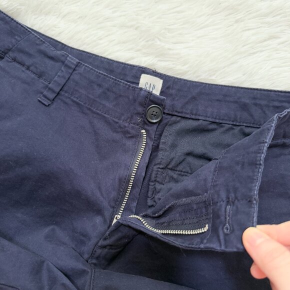 Women Gap Mid Rise Chino Shorts Minimalist Casual in Dark Blue Size 4 - Picture 5 of 8